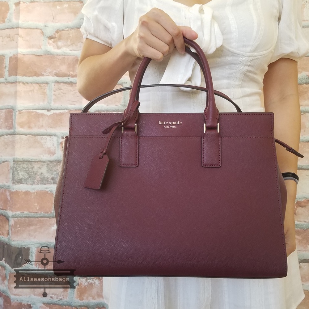 Kate spade LARGE satchel crossbody CHERRYWOOD bag - Picture 1 of 8
